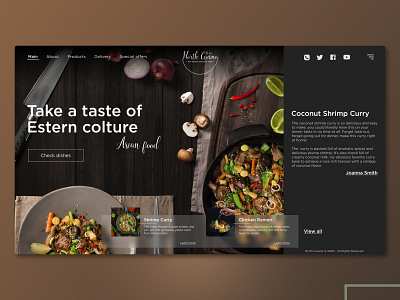 North cuisine food landing concept asian brown color concept design food landing main mainpage ui ux web