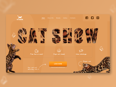 Landing page | Concept | Kittengame brown cat color concept cta design landing main show tilda ui ux web webflow wix