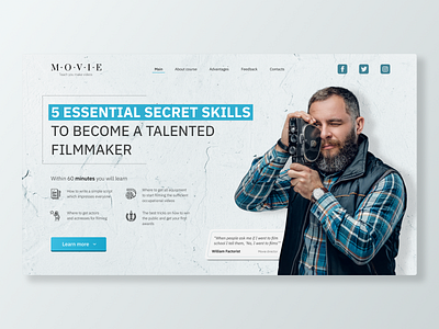 Landing page | Concept | Moviemaker Webinar blue clean color concept design director filmmaker landing landingpage main movie tilda ui ux web webflow website white wix