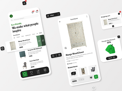 Mobbile application | Home decore furniture | Concept adaptive color design figma furniture green home decore mobile mobile application ui ux web