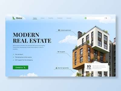 Landing page | House Real Estate | Concept blue color design graphic design house landing realestate tilda ui ux web webflow wix
