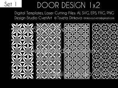 Door Designs 1x2 Vector Digital SVG DXF Files Download Laser Cut