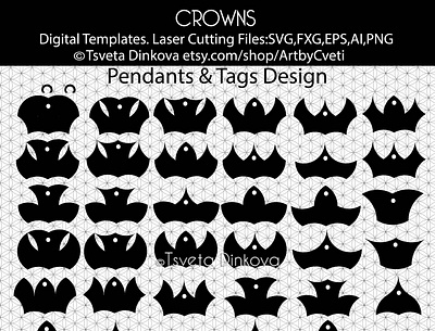 Crowns Laser Cutting Files SVG 40 Bundle Pendants bundles crowns digital templates hats jevelvry designs laser cutting files laser cutting files svg icons tag designs template files vectors