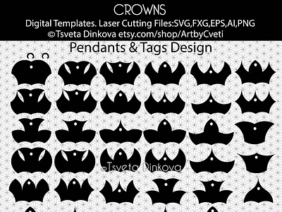 Crowns Laser Cutting Files SVG 40 Bundle Pendants