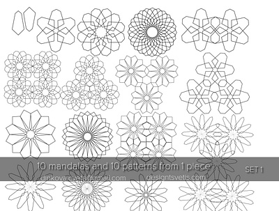 Ten Mandalas and Ten Patterns amazing beautiful circle design digitalart geometric gorgeous illustration logo mandalas outline pattern patterns shapes symbols vectorart