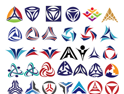 40 Triangles and Pyramids Logo Symbols Design 40 abstract amazing beautiful design digitalart fashion geometric gorgeous illustration letter a logo modern project pyramid shapes svg symbol triangles vectorart