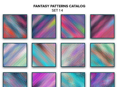 Diagonal Dots Colorful Halftone Patterns Catalog Set 14