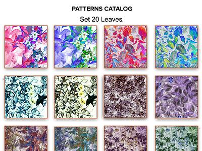 Patterns Catalog, Set 20 Floral-Leaves amazing beautiful colorful floral gorgeous leaves patetrns catalog patterns set 20
