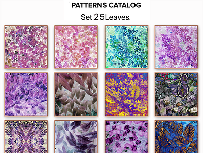 Patterns Catalog, Set 25 Floral beautiful botanic branches catalog colorful designs floral gorgeous leaves patterns roses set 25