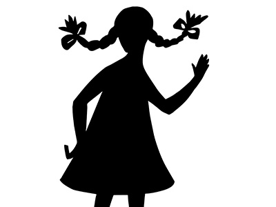 Girl's silhouette says Hi cartoon character design drawing female girl hello hi illustration people silhouette vector