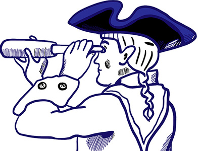 Captain adventure brave cartoon character drawing illustration man marine sailing sailor sea travel vector