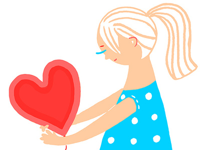 Polka Dots Girl cartoon character design female flat girl greeting card greetings heart illustration love