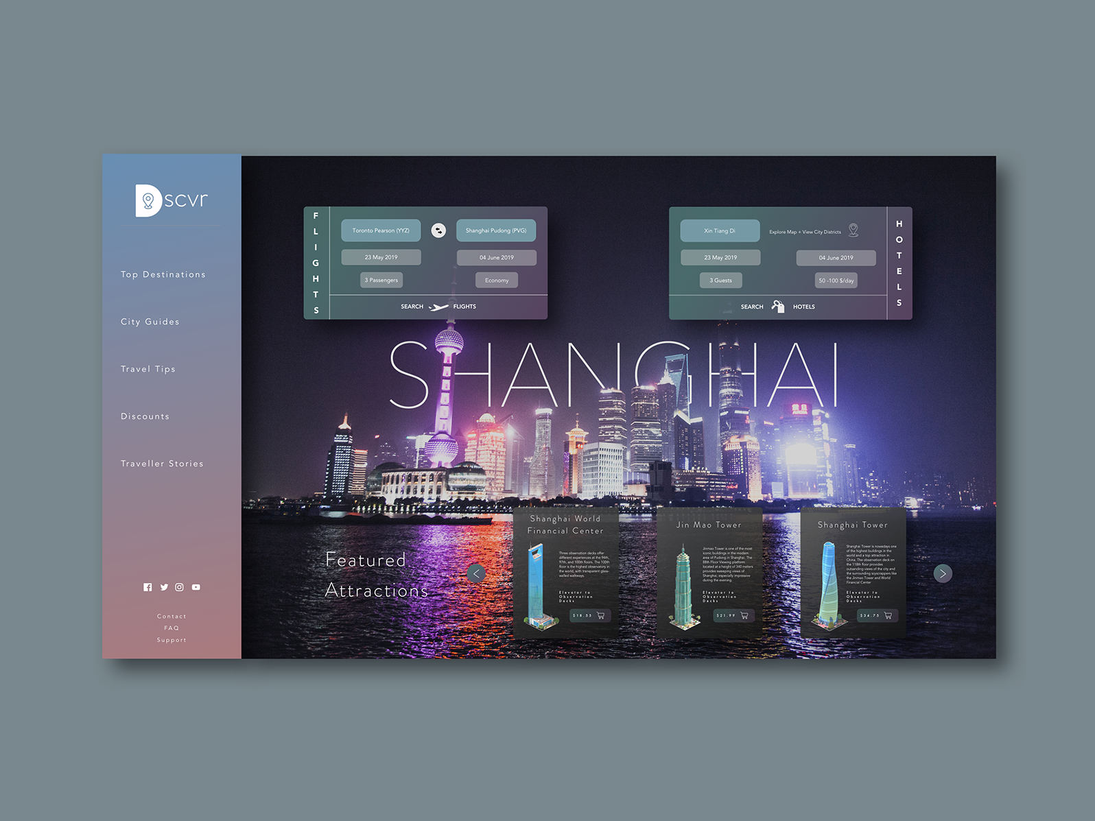 Dscvr Travel Website Mockup by Luke Gram on Dribbble
