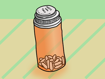 Pain Medication adobe illustrator bottle drawing illustration pills