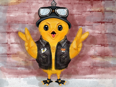 Biker Chick biker chick chicken googles leather procreate