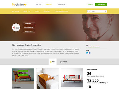 Begiving charity ui design