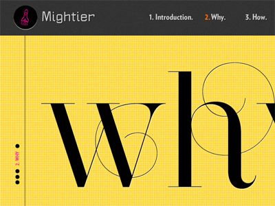 Mightier website concept con't bold interface design narziss swirls verlag condensed