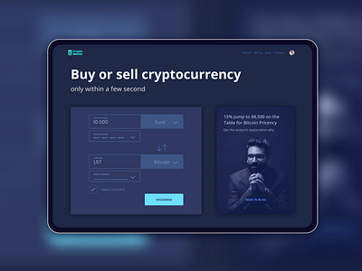 Crypto exchange website on iPad