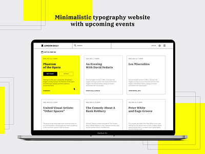 Minimalistic typography website with upcoming events events flat design minimal minimalism minimalistic typography web design website