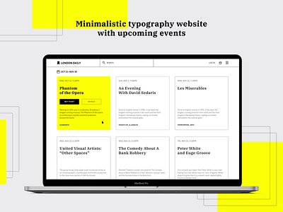 Minimalistic typography website with upcoming events