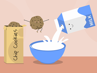 Jumping cookie cookies design flat illustration happy illustrator milk sketch vector vector art vector illustration