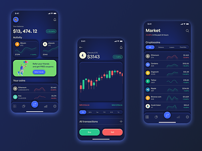 Financial App app bitcoin budget charts cryptocurrency design e wallet ethereum finance mobile ui ux webdesign