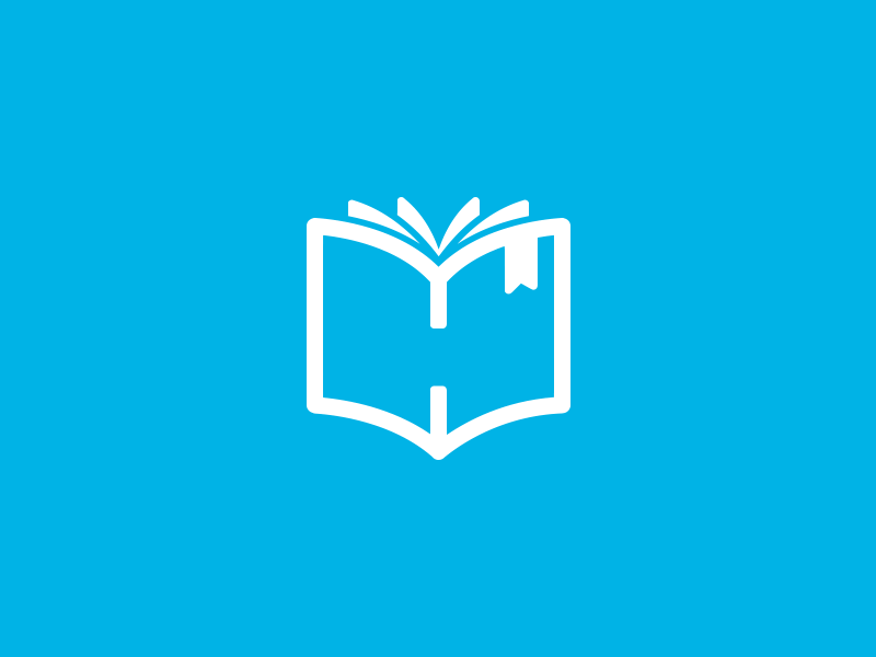 Library Logo "H" blue book bookmark flat h library logo mark negative space page pages