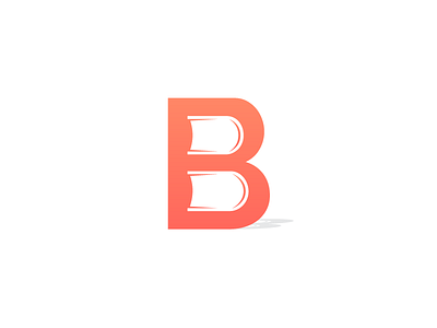 B is for Books b book coral flat gradient letter logo mark negative space orange red shadow