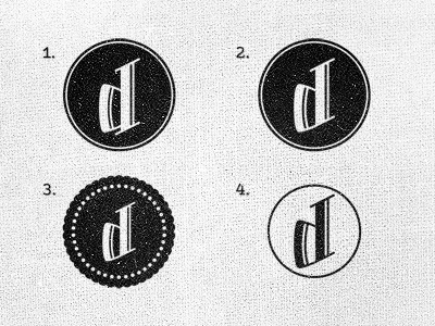 Which one? black and white d letter lettering logo lowercase stamp texture type