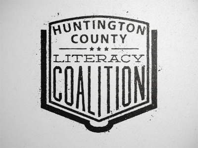 Literacy Coalition black book coalition huntington literacy logo monotone shield stamp texture