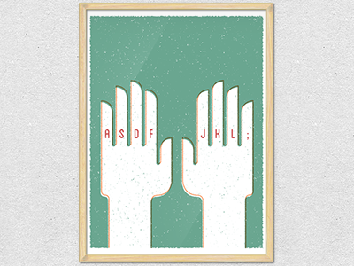 asdfjkl; finished! asdf geometric green hands illustration letters poster print red simple texture white