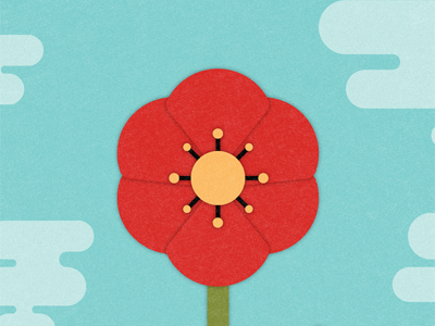 Poppy for mom blue clouds flower geometric mothers day poppy red