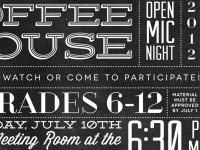Coffee house open mic black and white coffee coffee house flyer house text typography vintage