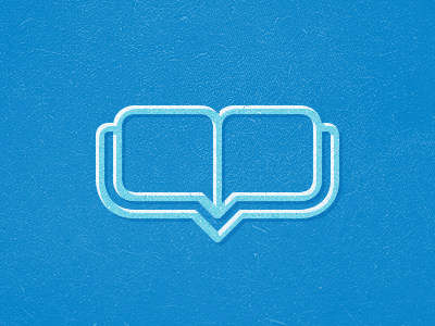 Version 2 blue book bracket bubble chat communication logo overlay speak texture