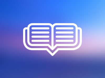 v2.1 blue blur book bracket bubble chat communication logo speak