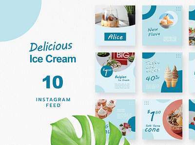 Alice - Ice Cream Post Instgram Template agency artist blue branding business creative custom project design icecream instagram post portfolio