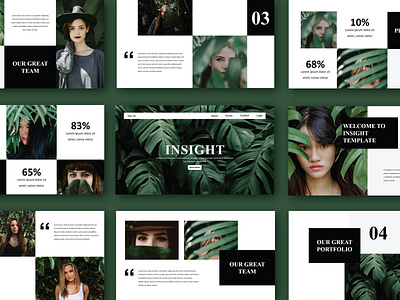 Insight - Green & Leaf PowerPoint advertising botanic concept contrast copy creative creativity design flat frame gradient green illustration inspire minimalism object plant strategy studio template