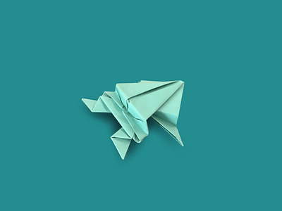 Origami jumping frog art design illustation origami procreate