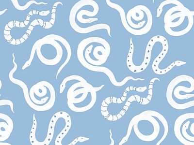 ink snakes fabric repeat (blue)