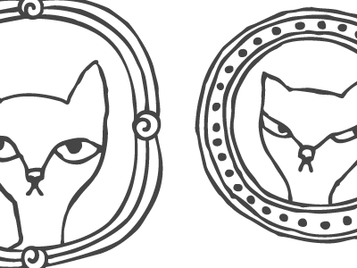 Portraits of my two intriguing cats, Tyger and Samus black and white cats humor illustration line drawing
