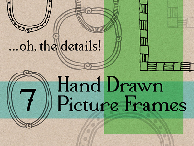 7 Hand-drawn Picture Frames black and white graphic elements illustration line drawing picture frames