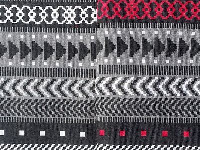 Tribal Geometrics - black, white, red crafts fabric pattern quilting sewing wallpaper