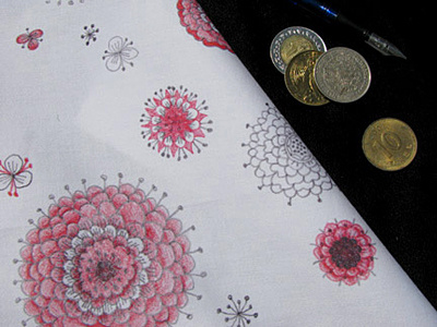 Fabric Pattern: Pencil-drawn Mums