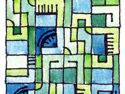 Square Repeats: Watercolor Study illustration painting pattern pen and ink watercolor