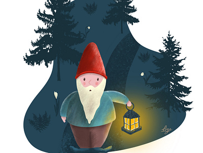 Gnome digitalart digitaldrawing digitalillustration flatillustration illustration ipaddrawing procreate procreate5