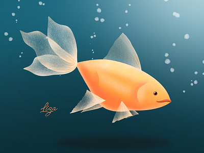 Gold fish artwork digitalart digitaldrawing digitalillustration graphicdesign illustration ipaddrawing procreate