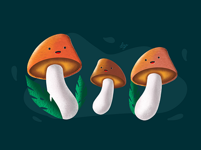 Funny mushrooms artwork digitalart digitaldrawing digitalillustration graphicdesign illustration ipaddrawing procreate procreate5