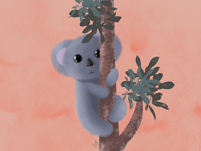 Coala on a tree 🌳 artwork digitalart digitaldrawing digitalillustration graphicdesign illustration ipaddrawing procreate procreate5