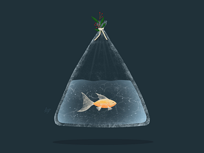 Goldfish as a gift 🐠 artwork digitalart digitaldrawing digitalillustration graphicdesign illustration ipaddrawing procreate procreate5