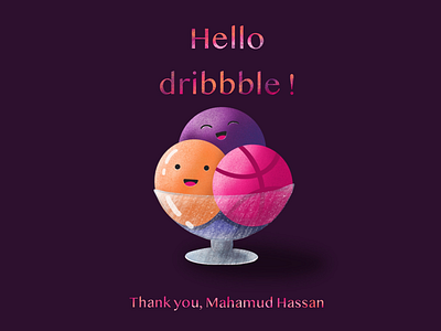 Hello dribbble! digitaldrawing digitalillustration first firstshot hello icecream illustration shot